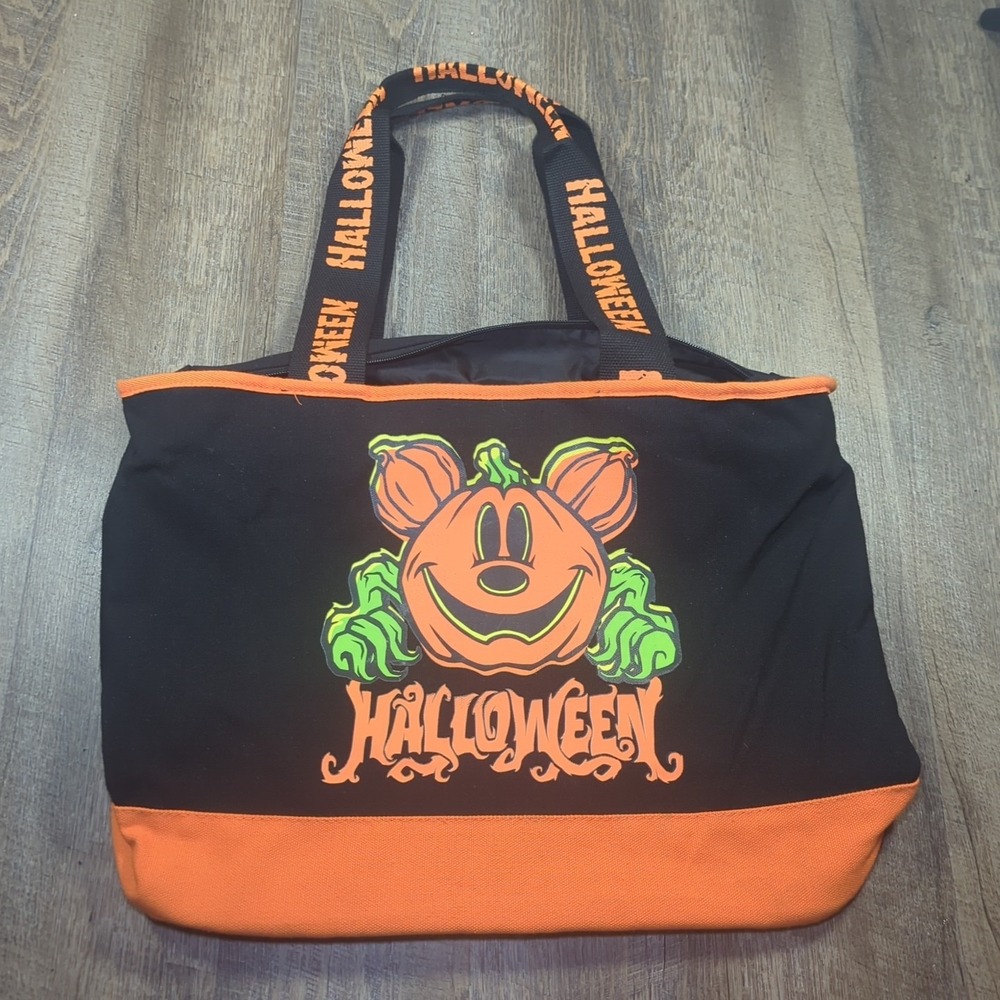2024 Disney Halloween Mickey Jack O Lantern Glow in the Dark Canvas Tote Bag
